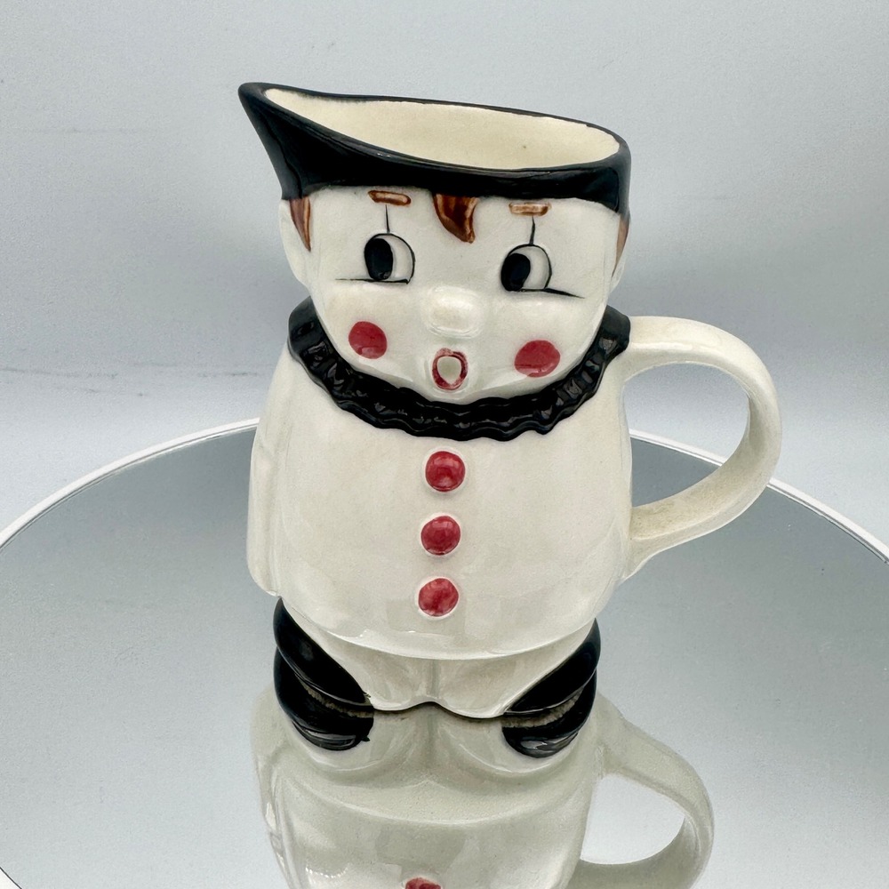 Vintage Goebel Western Germany Clown Creamer Pitcher Pierrot Mid Century Ceramic